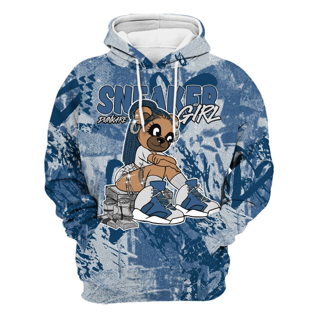 Hoodie To Match High OG Midnight Navy 1s - Sneaker Girl Bear Heart Grunge All Over Print