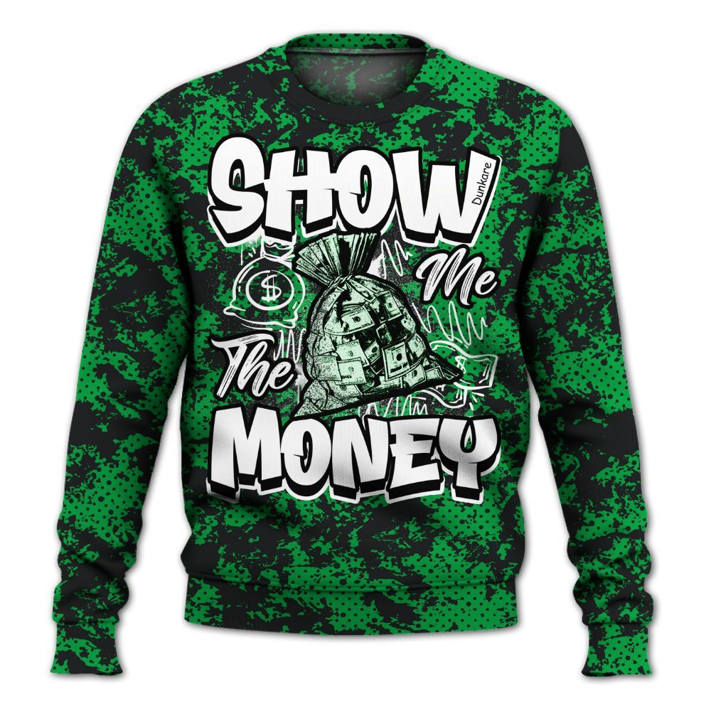Sweatshirt To Match Low Lucky Green 1s - Show Me The Money Retro All Over Print