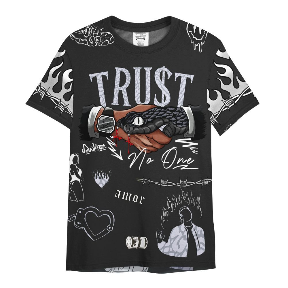 Shirt To Match Black Cat 3s - Snake Trust No One All Over Print