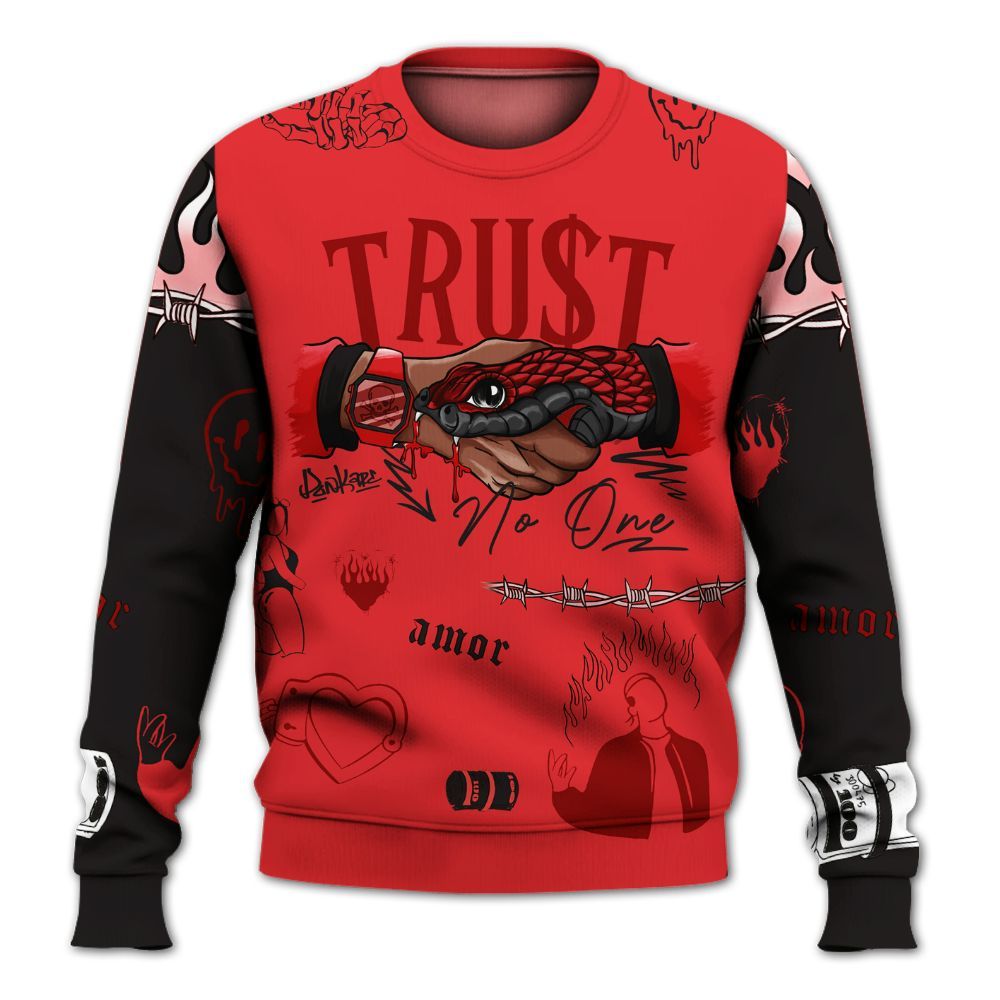 Sweatshirt To Match Chile Red 9s - Snake Trust No One All Over Print