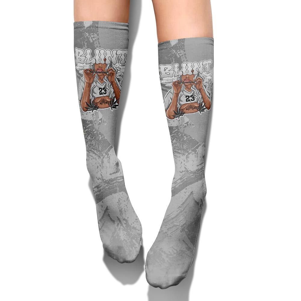 Sock To Match Black Wolf Grey 12s - Bluntz Unique Circle Splash