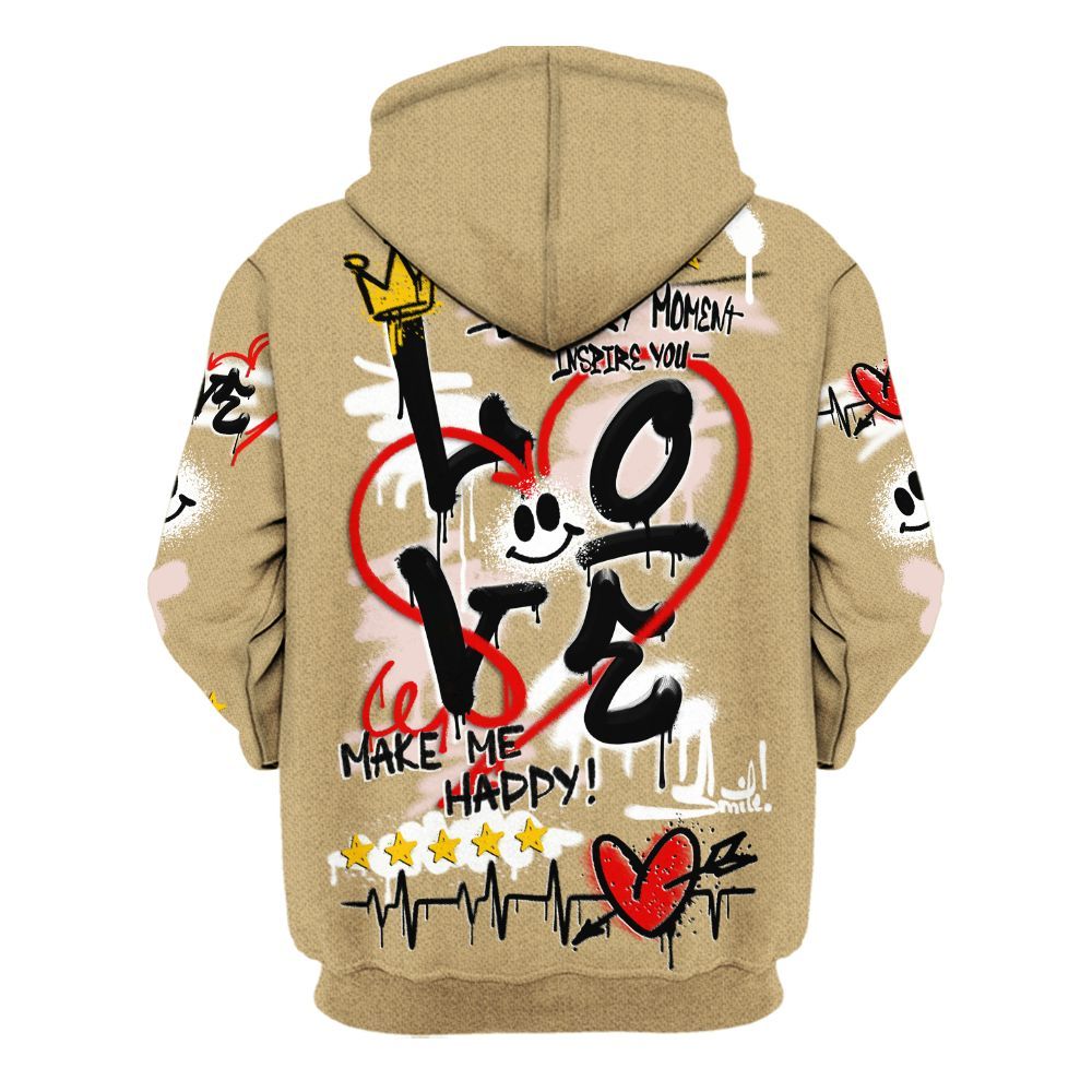 Hoodie To Match Low Linen 2025 1s Shirt, Happy Love Beats Graffiti All Over Print