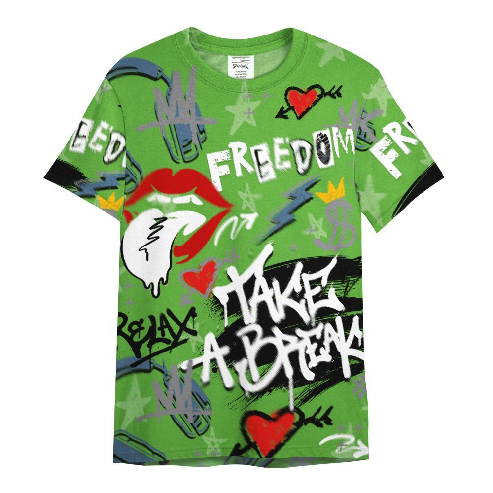 Shirt To Match Retro Green Bean 5s - Take Break Freedom Graffiti Streetwear All Over Print
