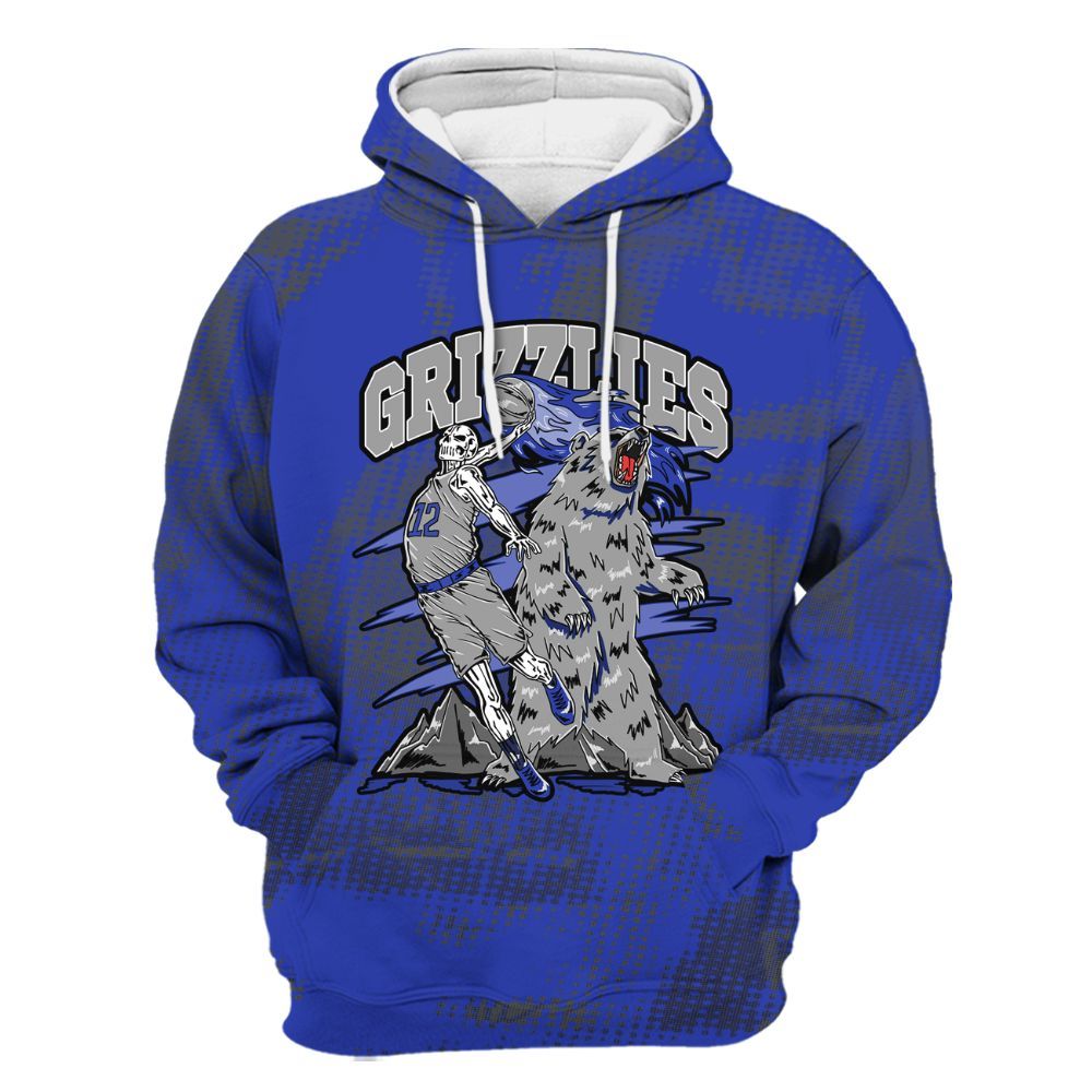 Hoodie To Match Air Max Plus Black Racer Blue - Grizzly Bear Skeleton Brown Sugar All Over Print