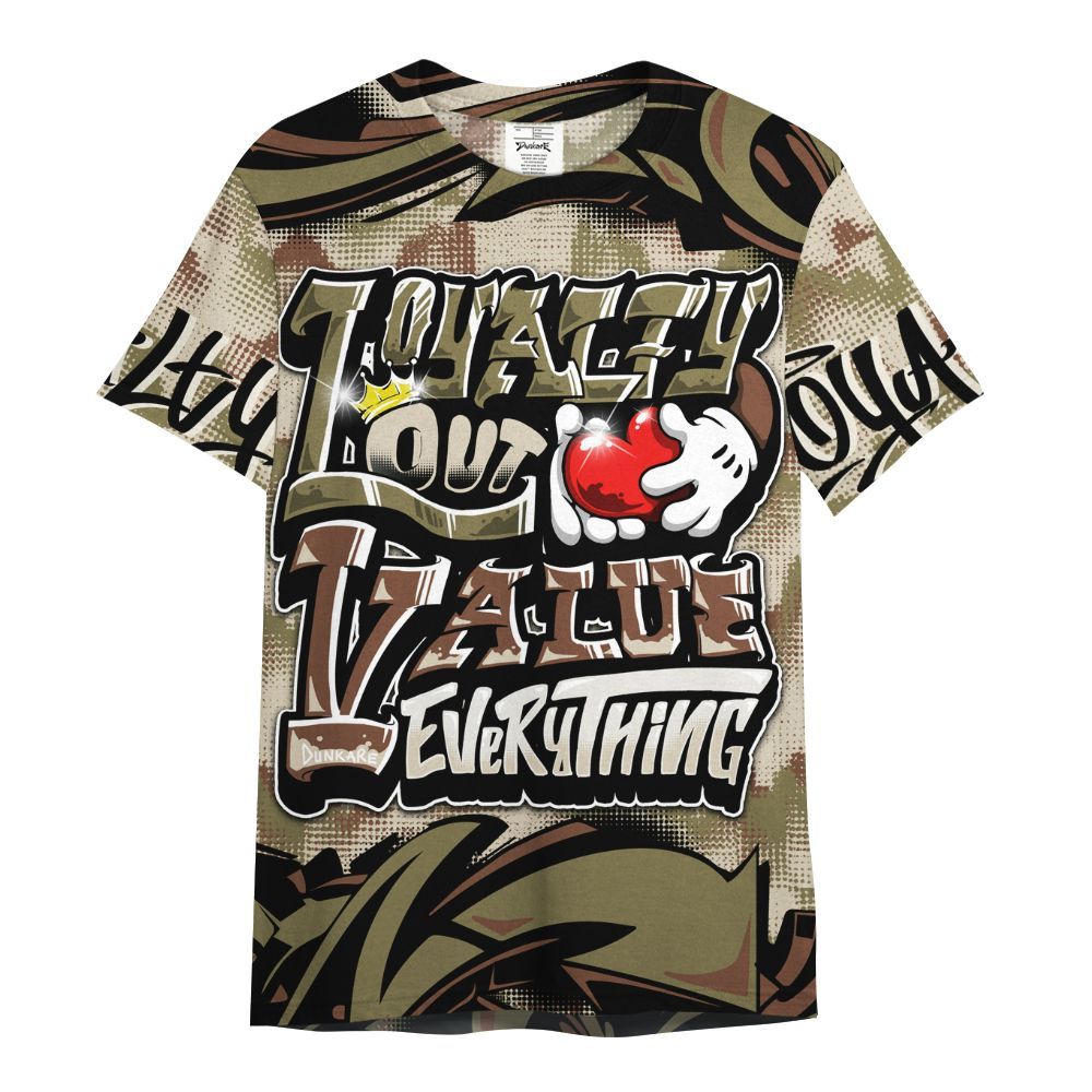 Shirt To Match Sail Neutral Olive 6s - Loyalty Out Value Graffiti All Over Print