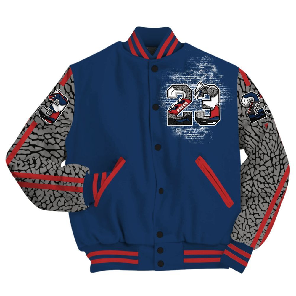 Varsity Jacket To Match SP Sport Royal 3s Shirt, Custom Name Number 23 5s All Over Print