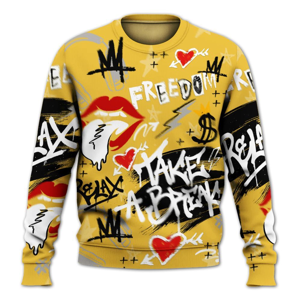 Sweatshirt To Match Low Yellow Python 11s - Take Break Freedom Graffiti Streetwear All Over Print
