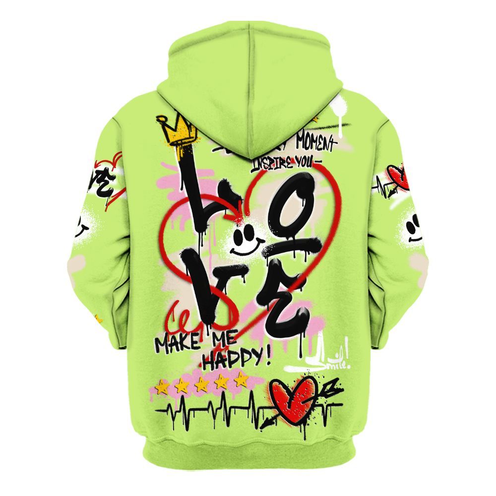 Hoodie To Match Jack Black Night Silver - Happy Love Beats Graffiti Streetwear All Over Print