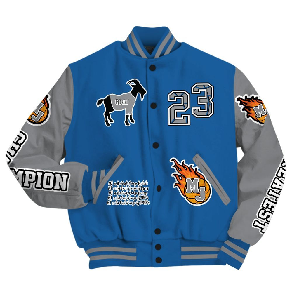 Varsity Jacket To Match French Blue 13s - 23 G.0.A.T Jump Up Basketball All Over Print