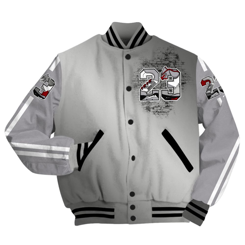 Varsity Jacket To Match Metallic Silver 14s - Custom Name Number 23 5s All Over Print