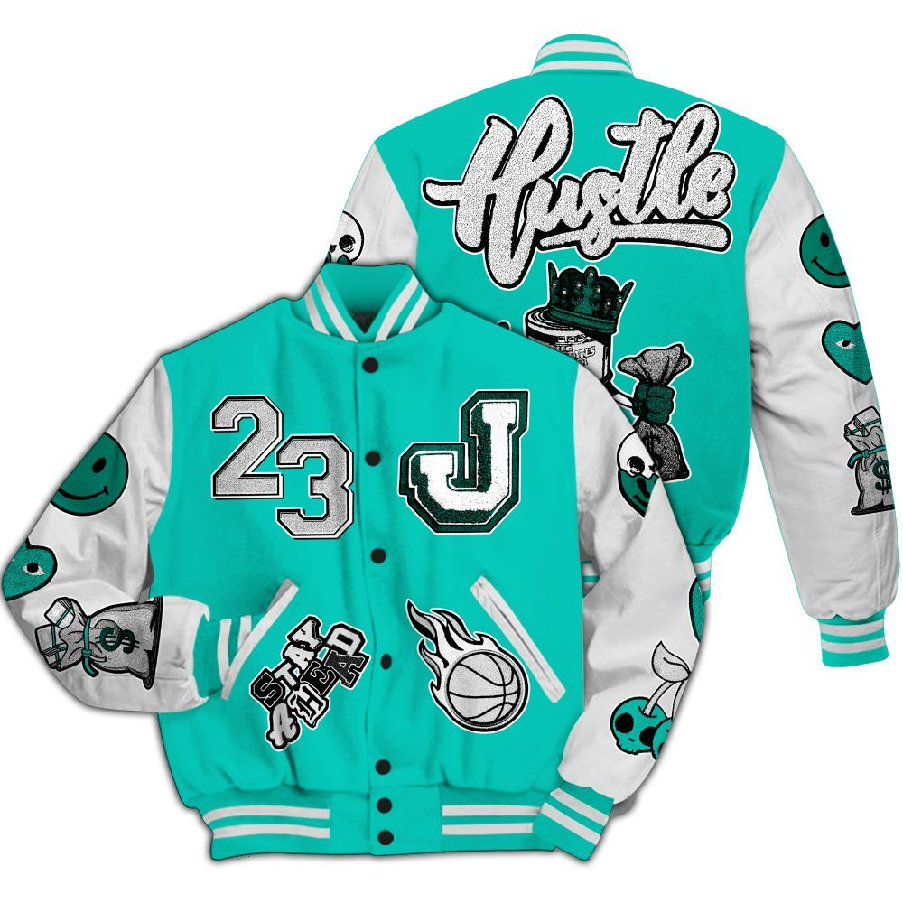 Varsity Jacket To Match Dunk Low Clear Jade - Hustles Money Number 23 All Over Print