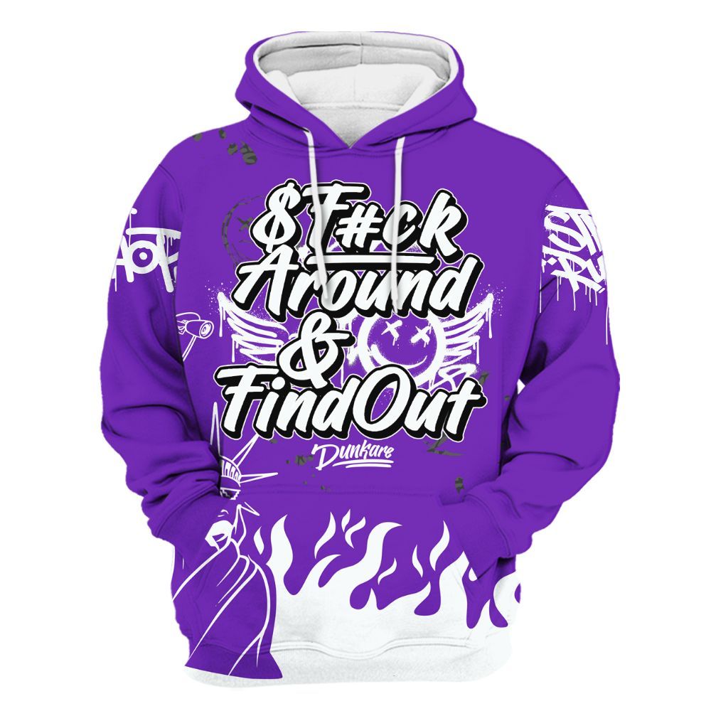 Hoodie To Match Retro Dark Iris 3s - Graphic Fck Around Find Out All Over Print