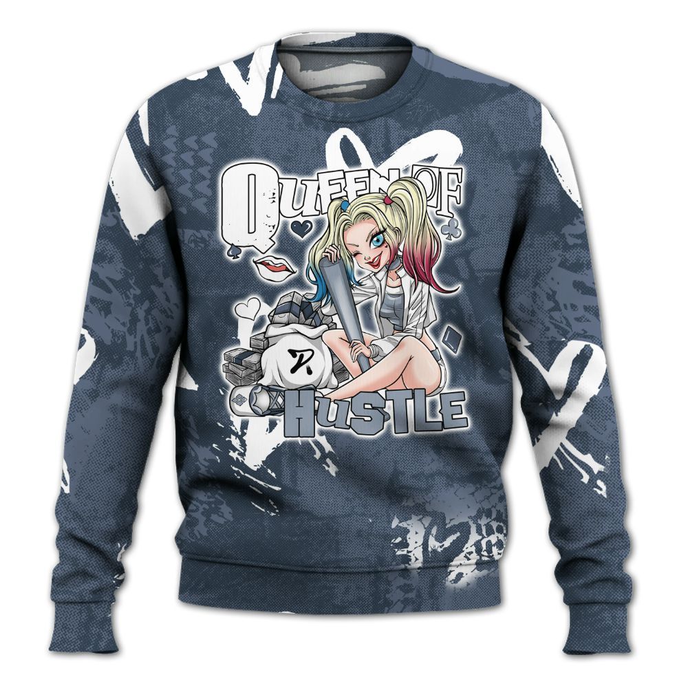 Sweatshirt To Match Low Diffused Blue 11s - Hustles Quiinn Heart Grunge All Over Print