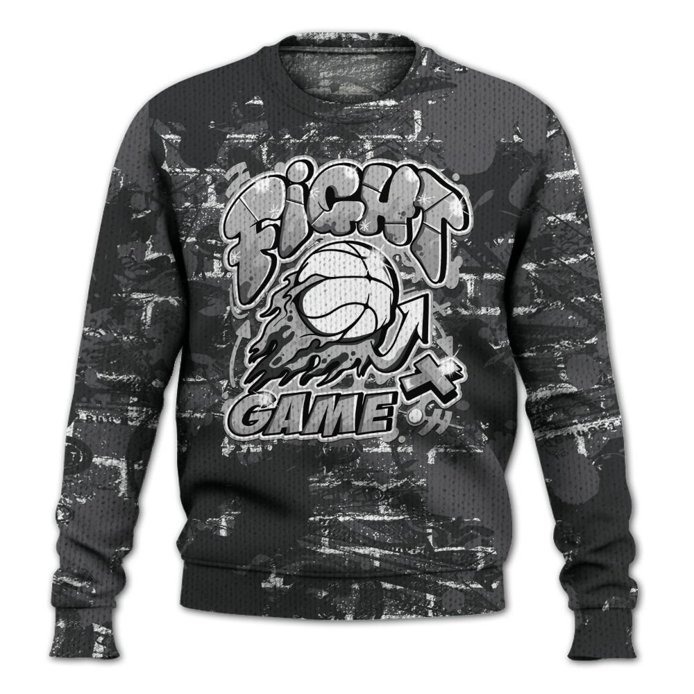 Knitted Sweater To Match White Thunder 4s - Fighter Games Graphic Street Art