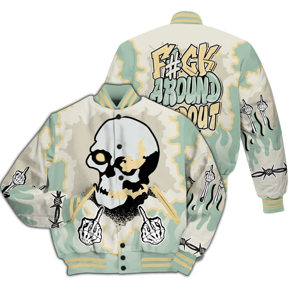 Varsity Jacket To Match Joins Year Of The Snake 5s - F Around Find Out Graphic Trapped All Over Print