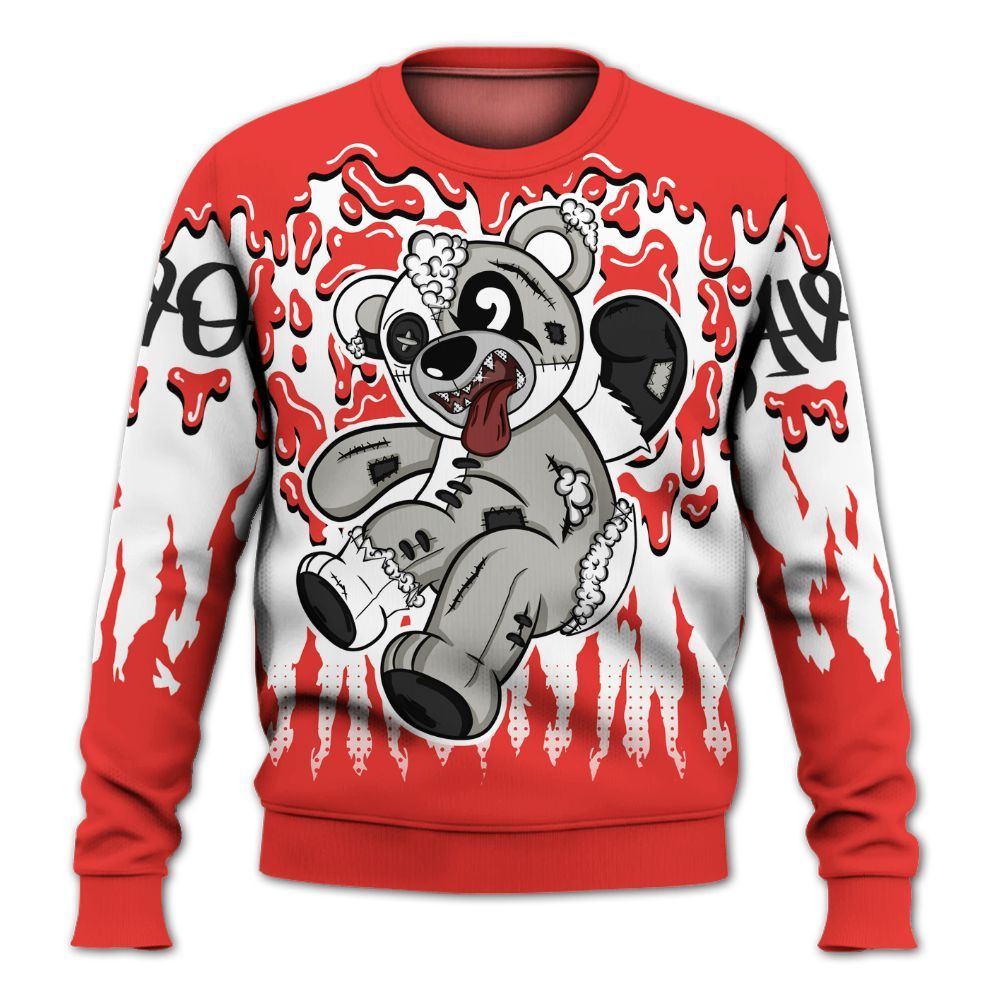 Sweatshirt To Match Vomero 5 Bright Crimson - Havok Bear Dripping All Over Print