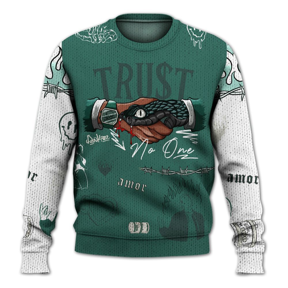 Knitted Sweater To Match RM Oxidized Green 4s - Snake Trust No One
