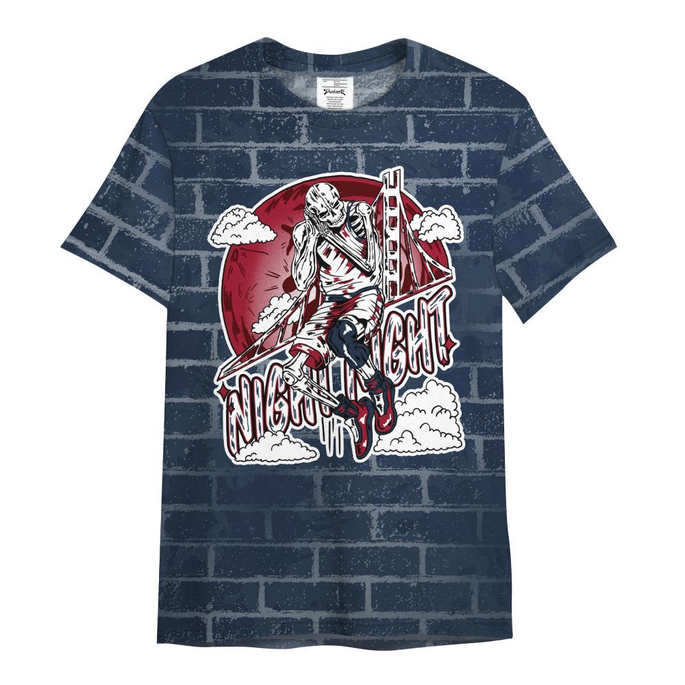 Shirt To Match White Midnight Navy 6s - Seeya Skeleton Brick All Over Print