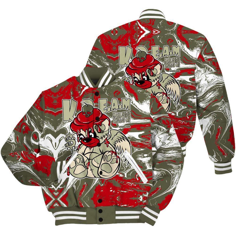 Varsity Jacket To Match Low OG Medium Olive 1s Shirt - Loot Bear Liquid All Over Print