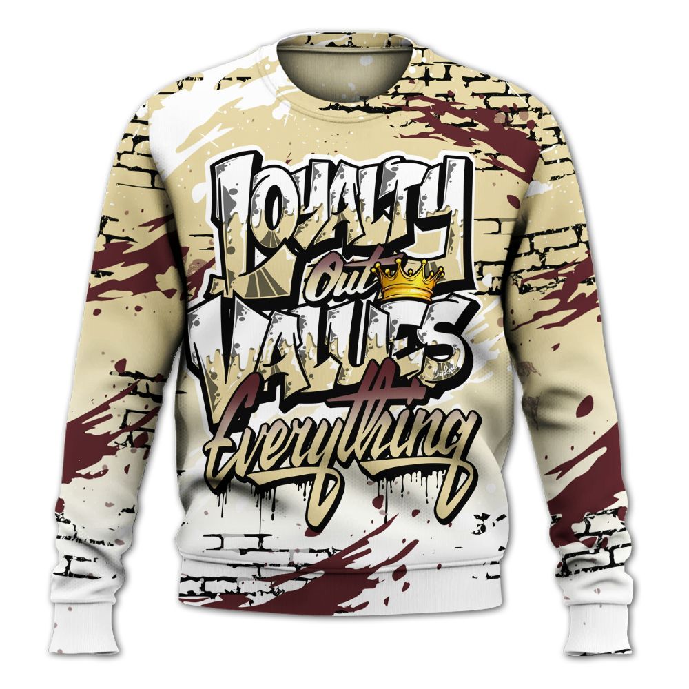 Sweatshirt To Match Women Phantom 12s - Values Of Loyalty Drip All Over Print