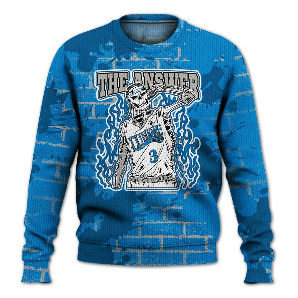 Knitted Sweater To Match Military Blue 4s - Allen Answer Skeleton Brick