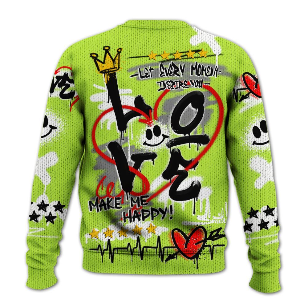 Knitted Sweater To Match Air Force 1 Low Dance Volt - Happy Love Beats Graffiti Streetwear