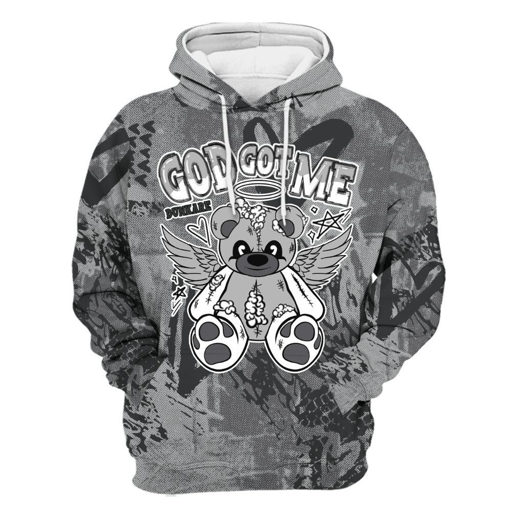 Hoodie To Match White Thunder 4s - Gods Guides Me Bear Heart Grunge All Over Print