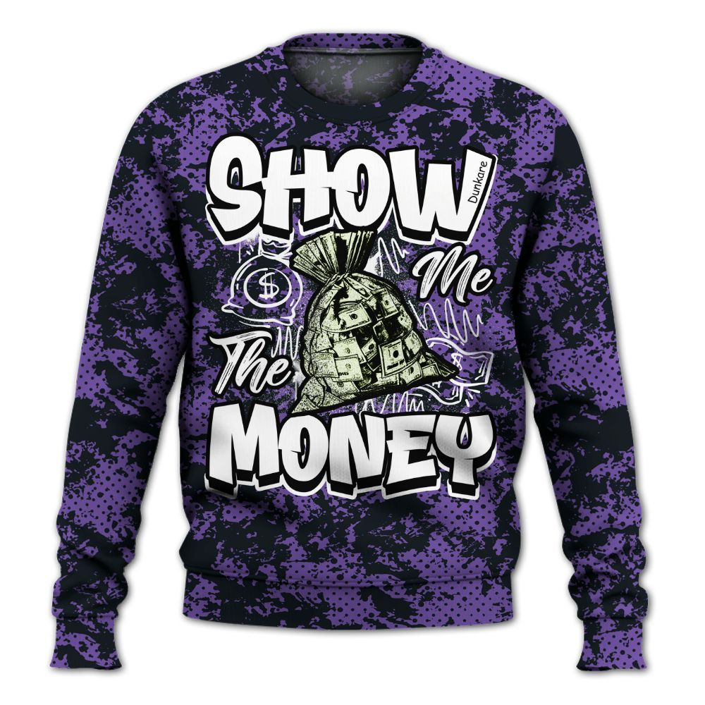 Sweatshirt To Match Canyon Purple 4s - Show Me The Money Retro All Over Print