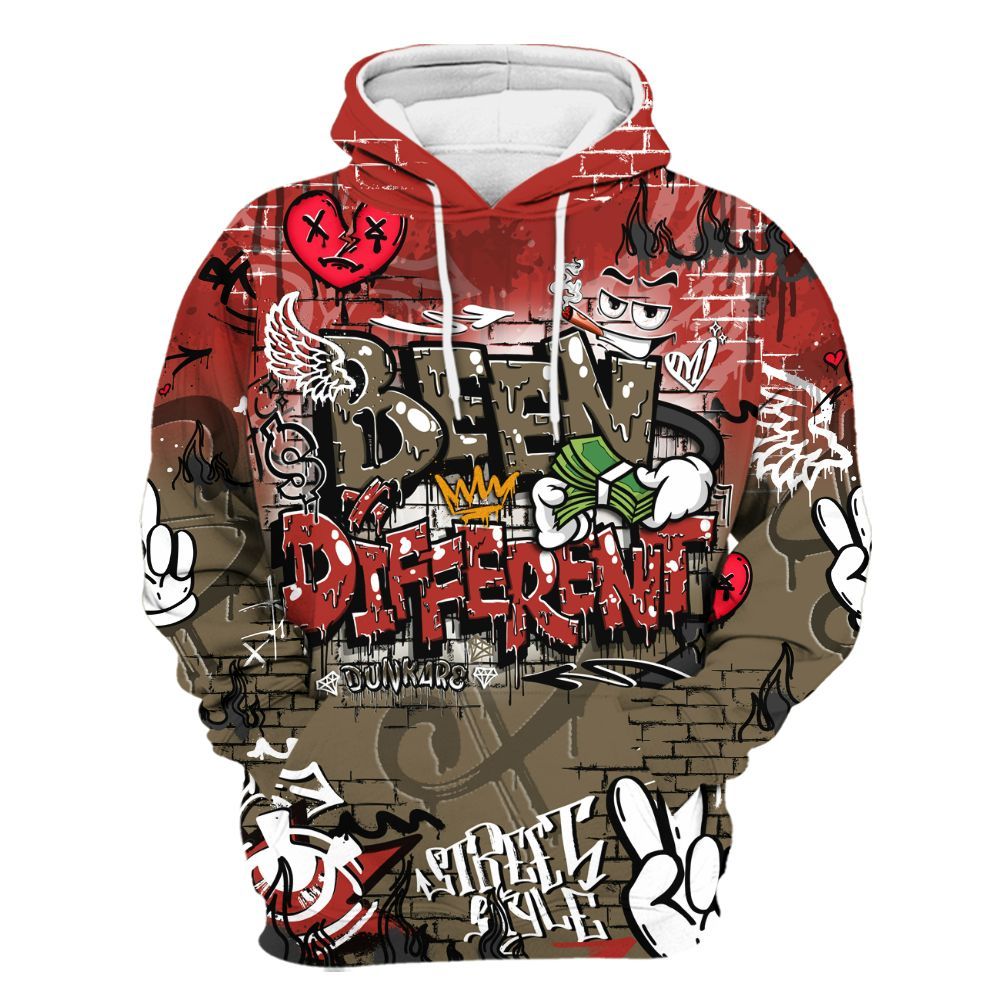 Hoodie To Match Olive 9s - Been Dif2erent Drip Graffiti All Over Print
