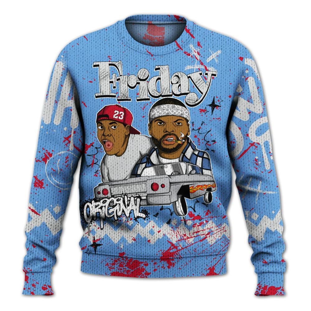 Knitted Sweater To Match University Blue 6s - Friday Sneaker Crayon