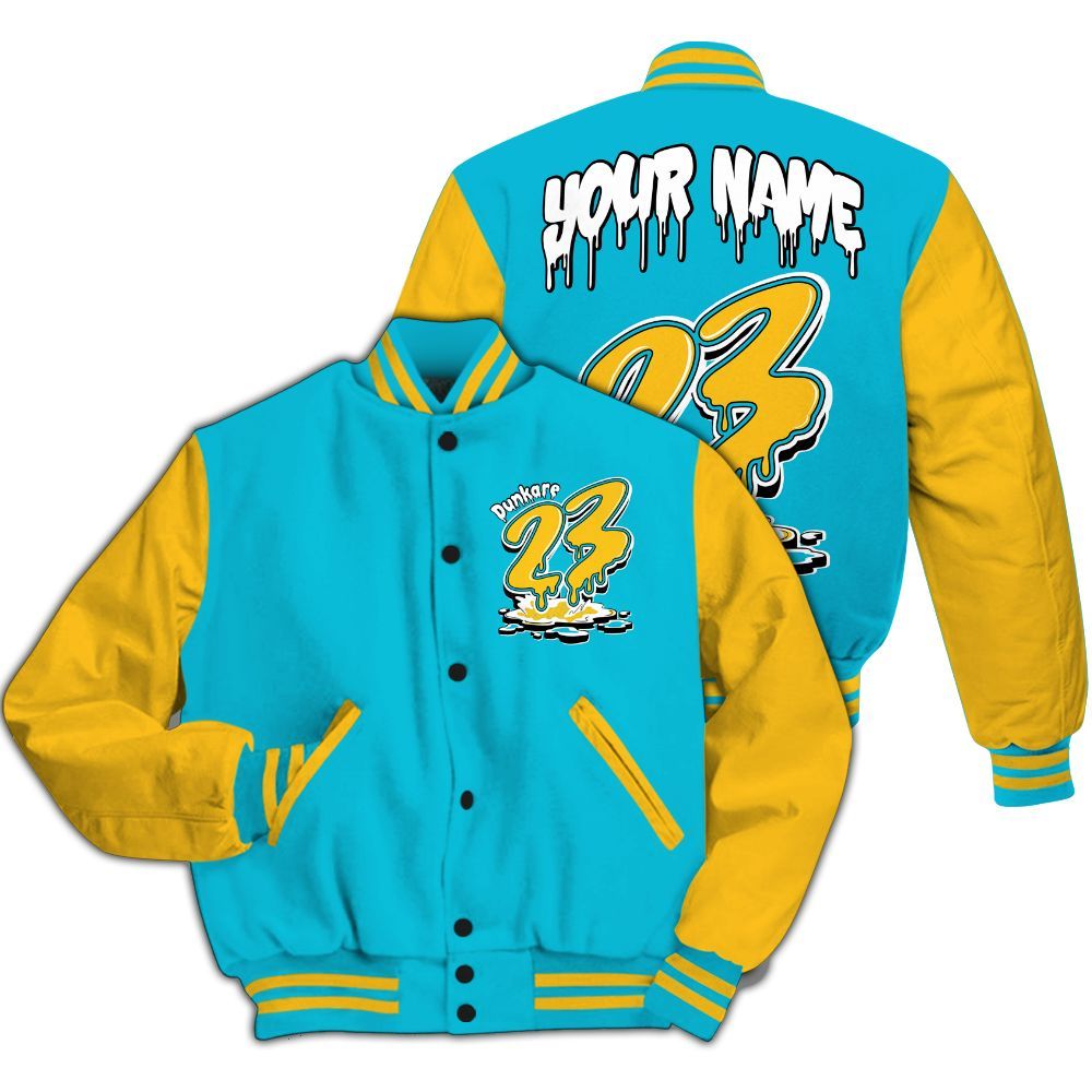 Varsity Jacket To Match Retro Aqua 5s - Custom Name 23 Drip All Over Print