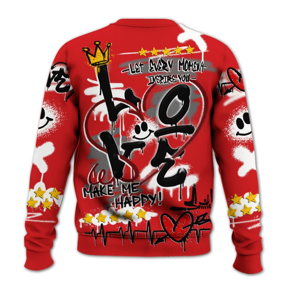 Sweatshirt To Match Low Bred 11s - Happy Love Beats Graffiti Streetwear All Over Print
