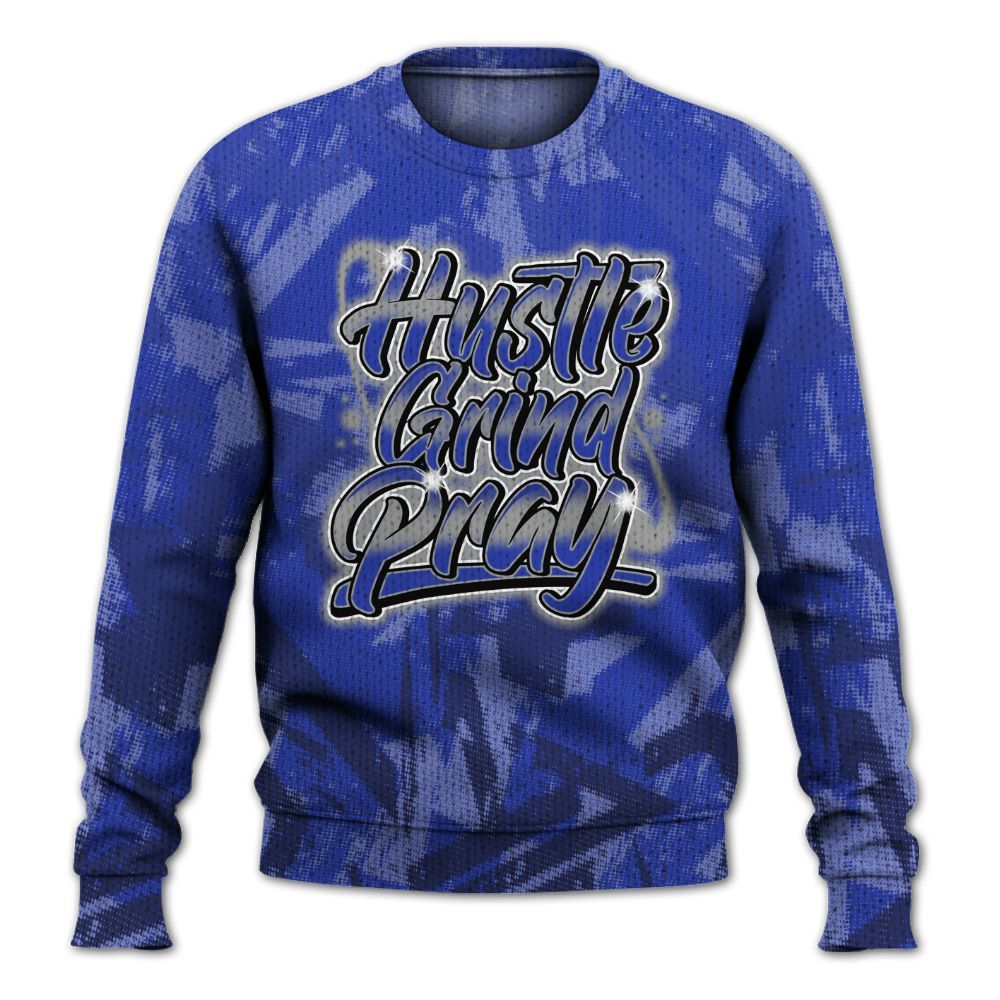 Knitted Sweater To Match Air Max Plus Black Racer Blue - Hustles And Prayer Graphic Halftone