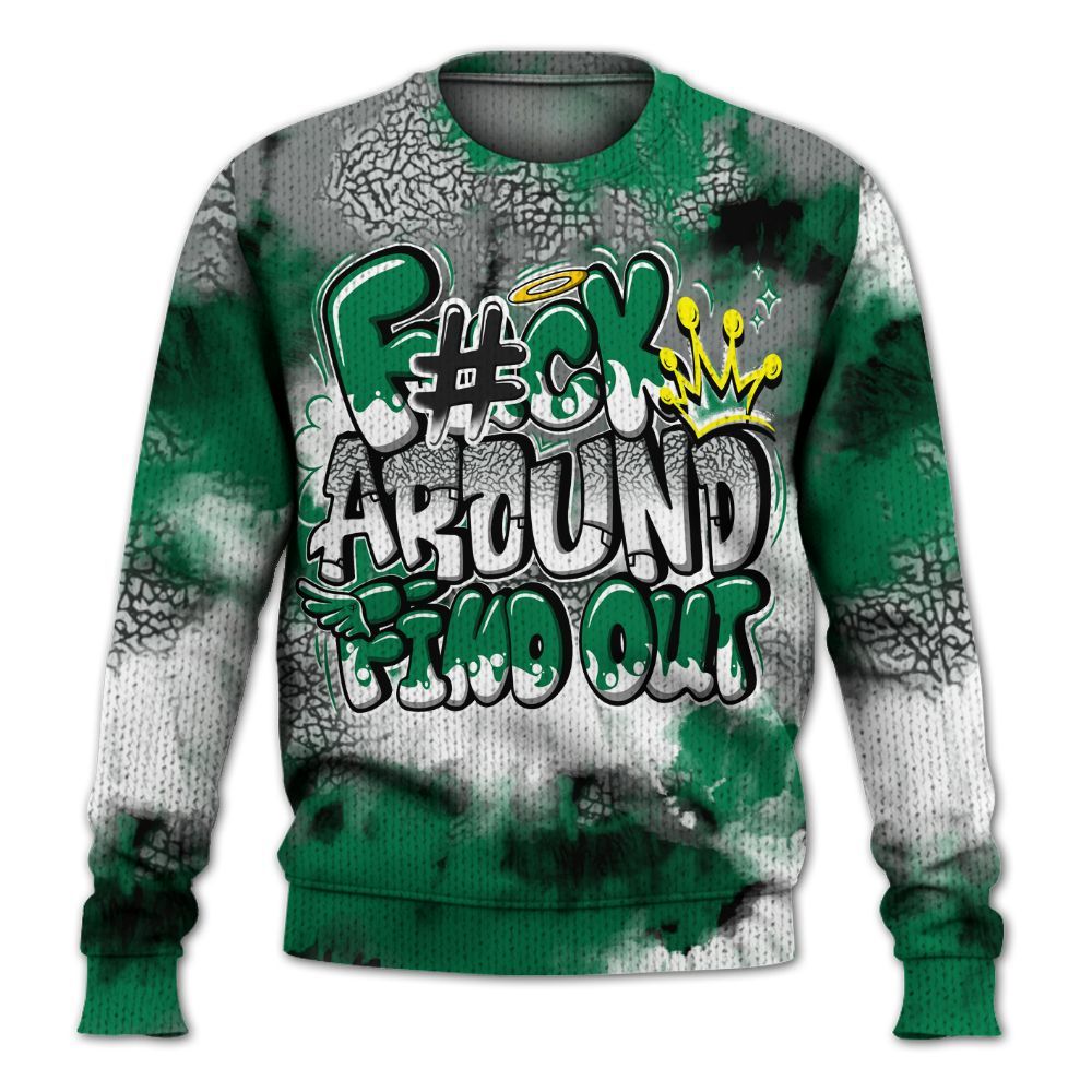 Knitted Sweater To Match Pine Green 3s - Tie Dye FK Around Find Out