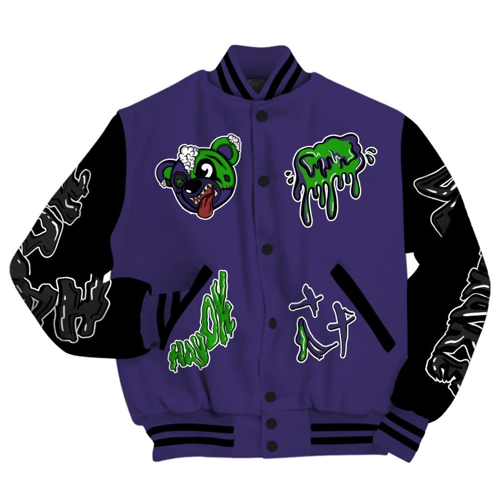 Varsity Jacket To Match Retro Court Purple 13s - Havok Bear All Over Print