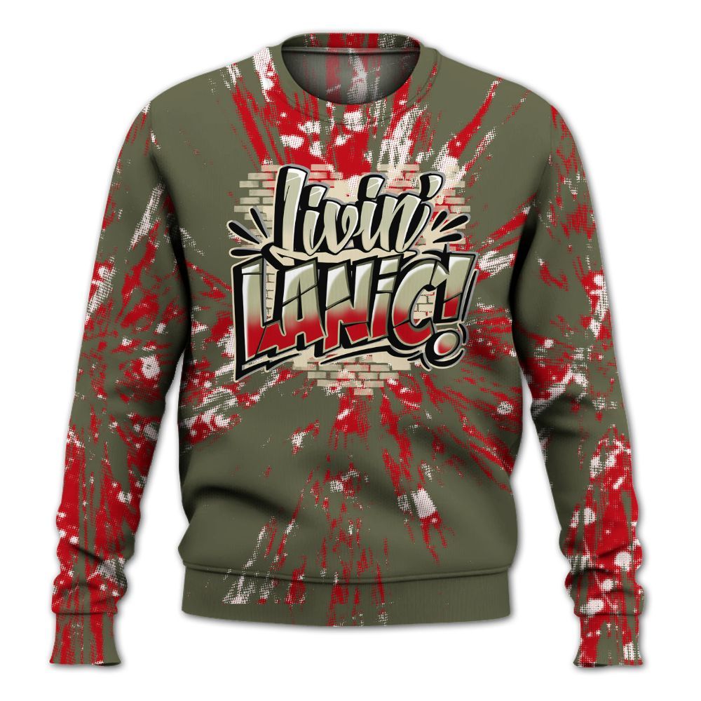 Sweatshirt To Match Low OG Medium Olive 1s - Living Large Graphic Luxury All Over Print