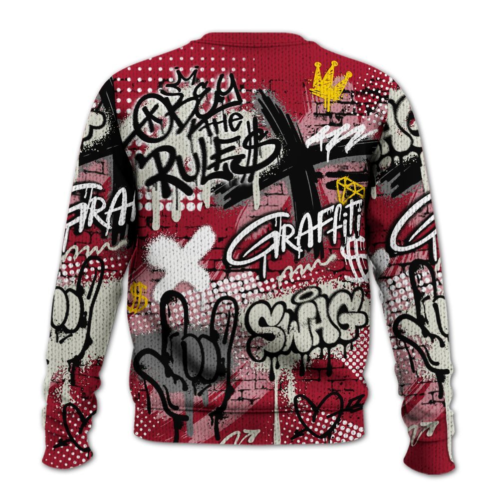 Knitted Sweater To Match High OG Black Toe Reimagined 1s - True It Real Graffiti Streetwear