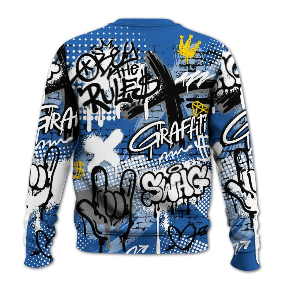 Sweatshirt To Match Brave Blue 13s - True It Real Graffiti Streetwear All Over Print