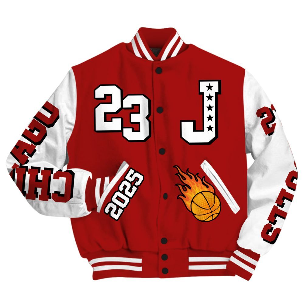 Varsity Jacket To Match Red Taxi 12s - Chicago 23 Basketball All Over Print
