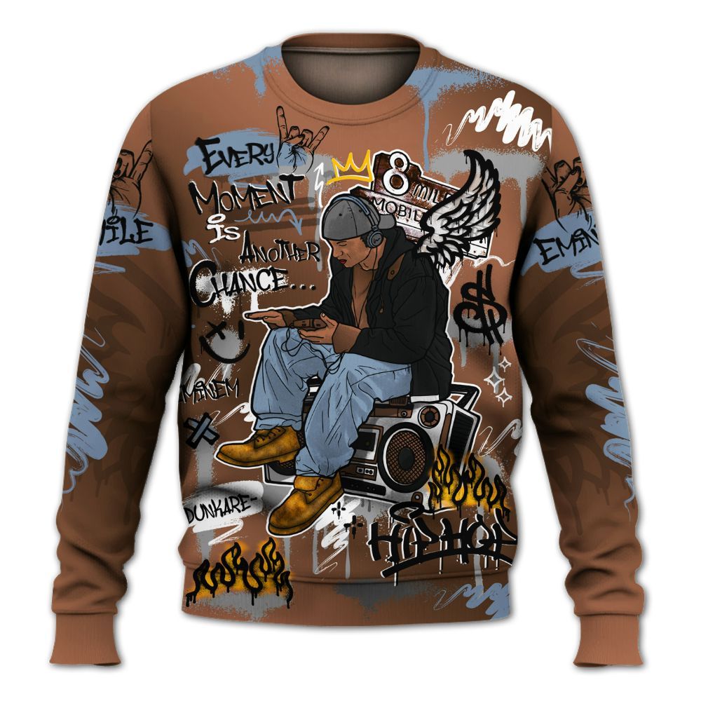 Sweatshirt To Match Air Foamposite Metallic Copper - 8Mile Movie Graffiti All Over Print