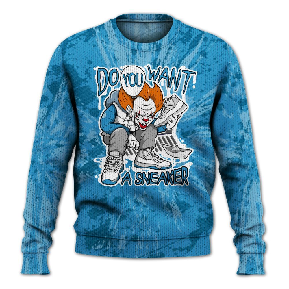 Knitted Sweater To Match Powder Blue 9s - Clown Scary Sneakers Graphic Halloween