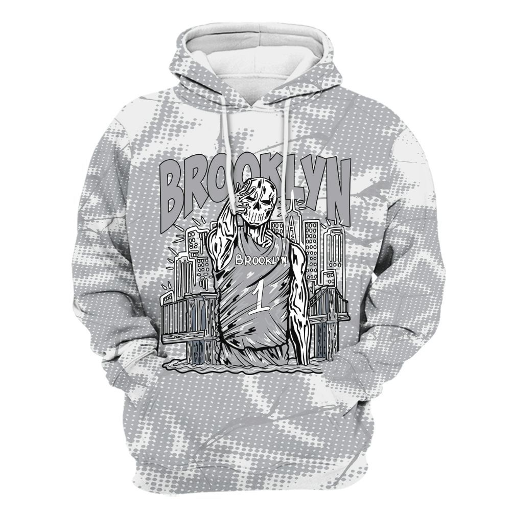 Hoodie To Match Low OG Wolf Grey 1s - Brooklyn's Skeleton Crack All Over Print
