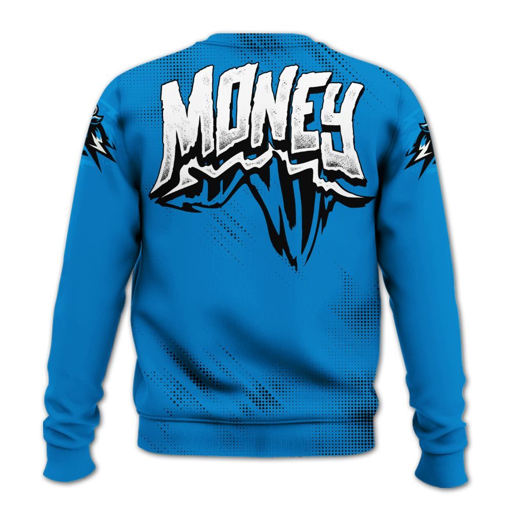 Sweatshirt To Match Industrial Blue 4s - Hustle Make Money Military Blue 4s All Over Print