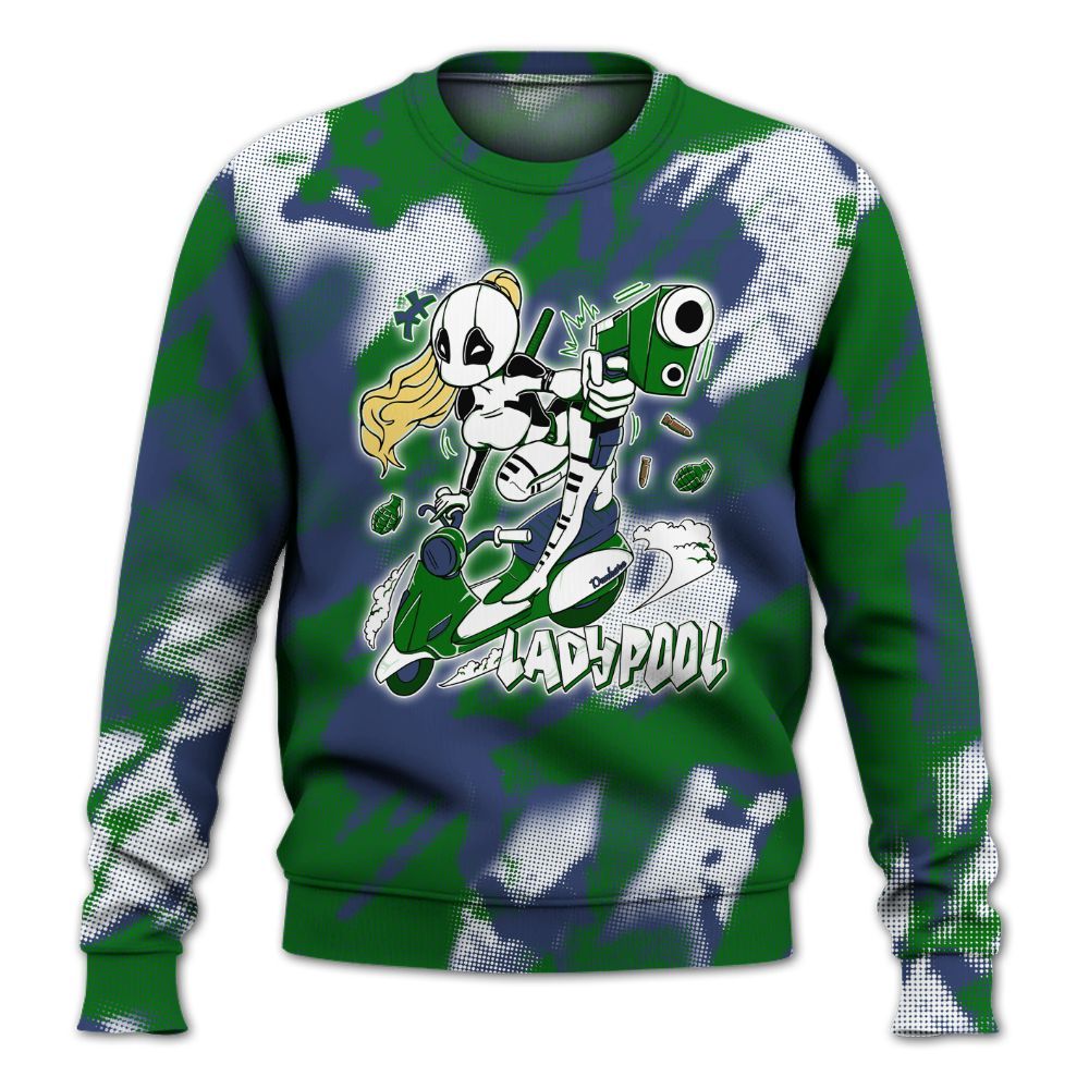 Sweatshirt To Match Midnight Navy 13s - Lady Pool Cartoon Abstract Halftone All Over Print