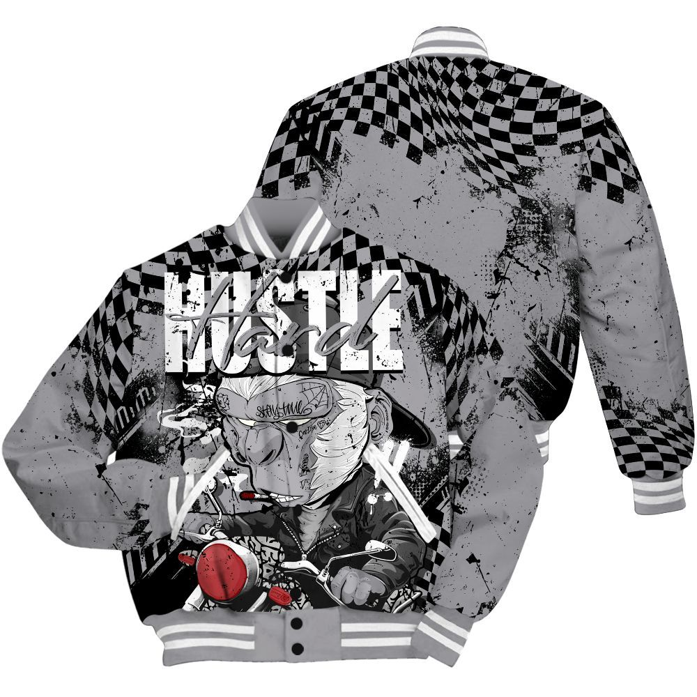 Varsity Jacket To Match Cement Grey 3s - Hustle Hard Monkey All Over Print