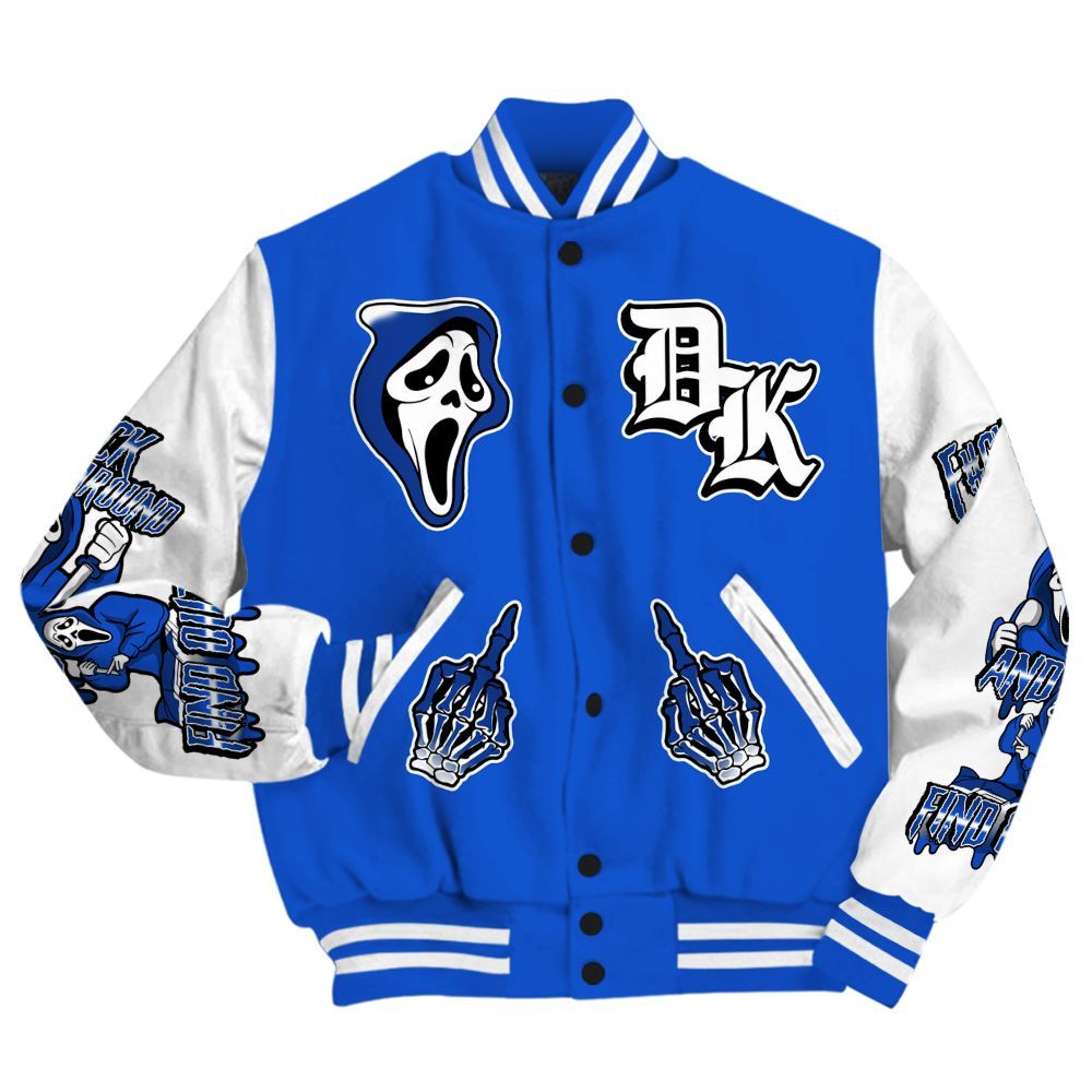 Varsity Jacket To Match Air Foamposite One Royal - F#CK And Find Out Graphic All Over Print