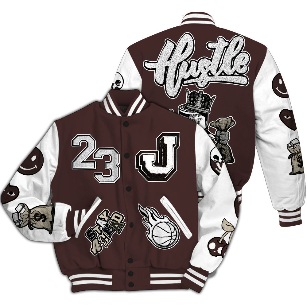 Varsity Jacket To Match Burgundy Crush 3s - Hustles Money Number 23 All Over Print