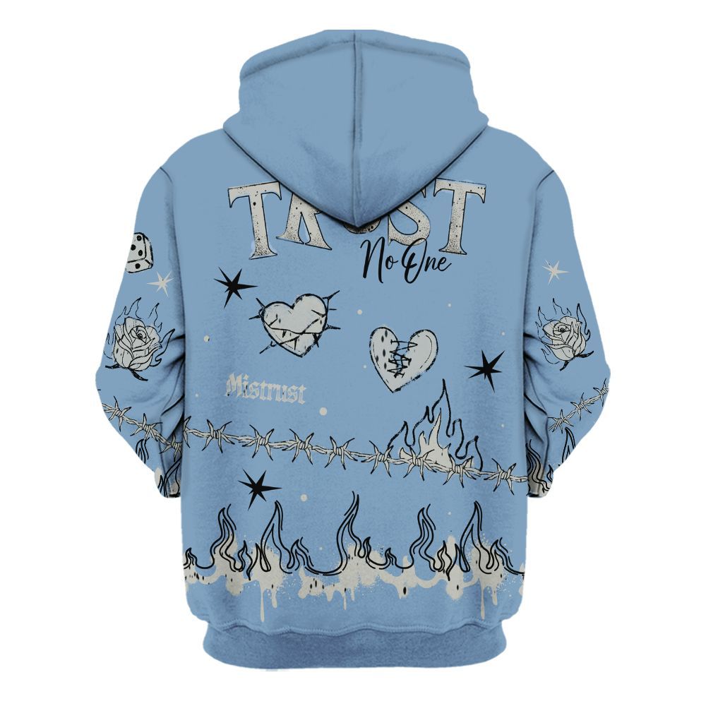 Hoodie To Match University Blue 4s - Trust No One Snake-Bite Doodle Crayon All Over Print