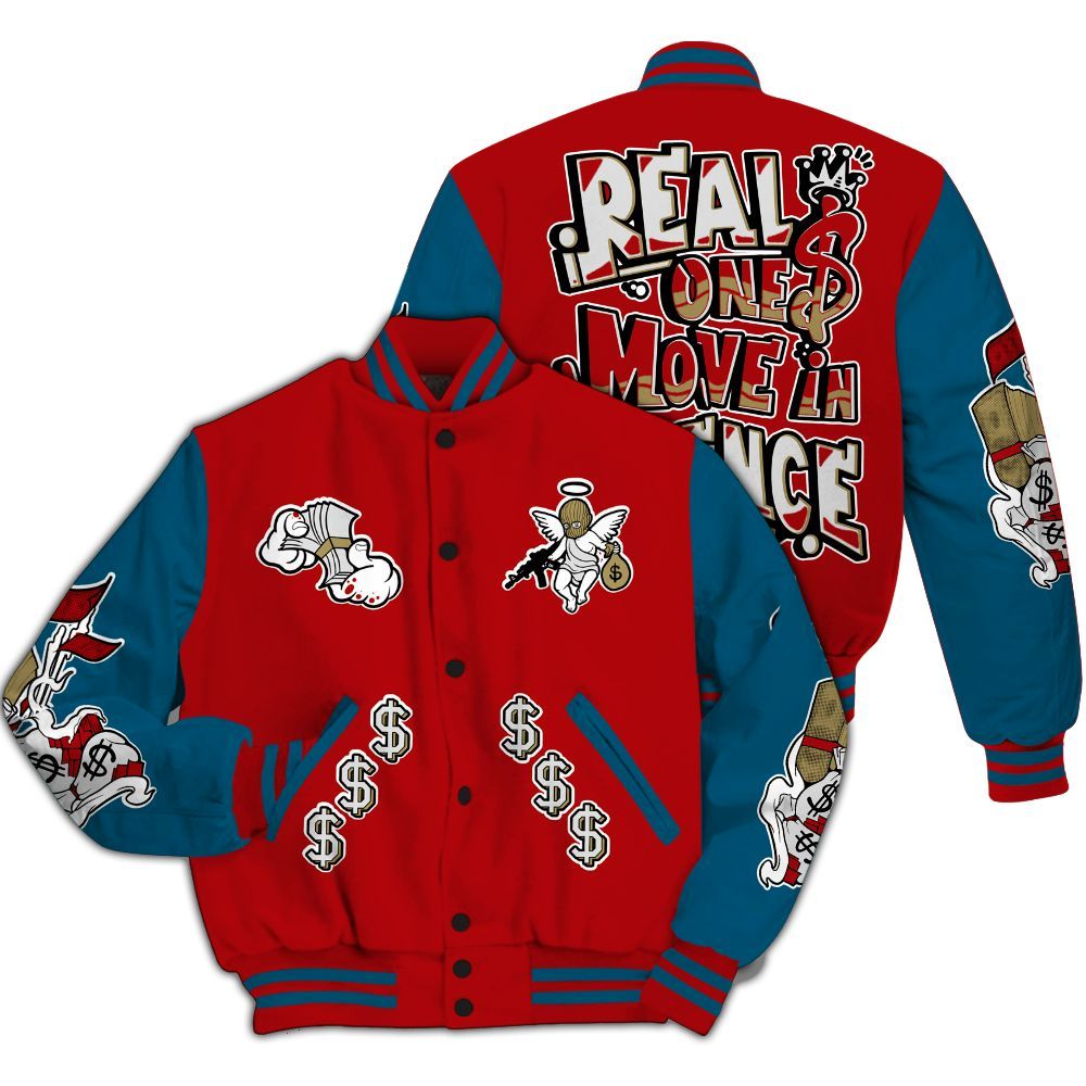 Varsity Jacket To Match OG Varsity Red 17s - Ones Move In Silence Graphic All Over Print