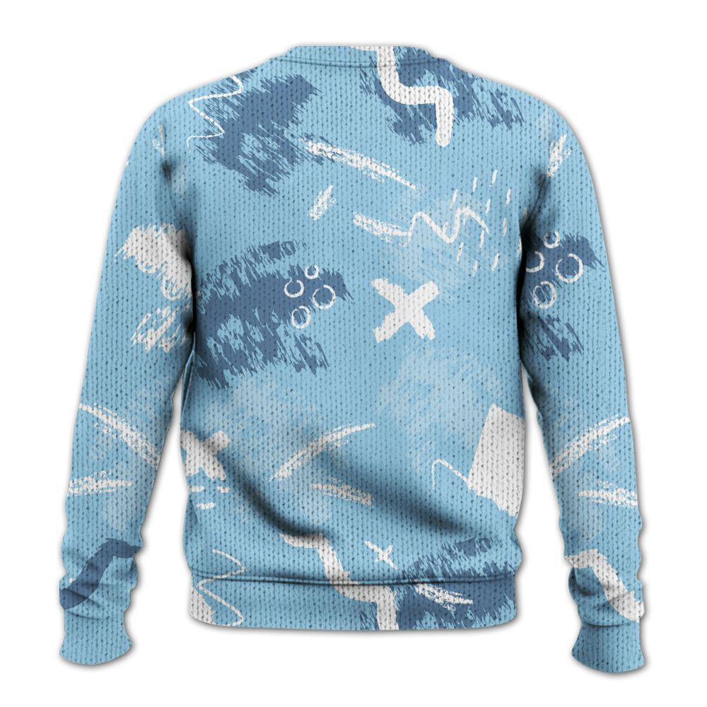 Knitted Sweater To Match Legend Blue 11s - Hustle Grind Pray Graphic Street Style